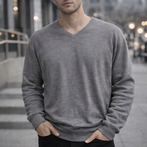 White + Warren Merino Wool Jersey Grey Sz XL pre owned